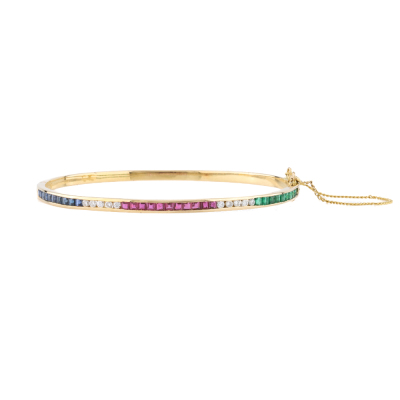 Multicolour Gemstone & Diamond Bangle
