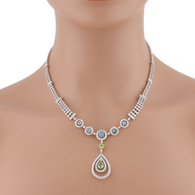 Peridot, Topaz & Diamond Necklace