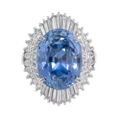 8.77ct Sri Lankan Sapphire & Diamond Ring
