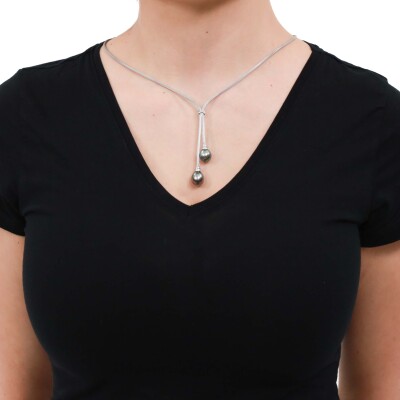11.8mm & 11.2mm Tahitian Pearl 18ct Gold Necklace 16.8g