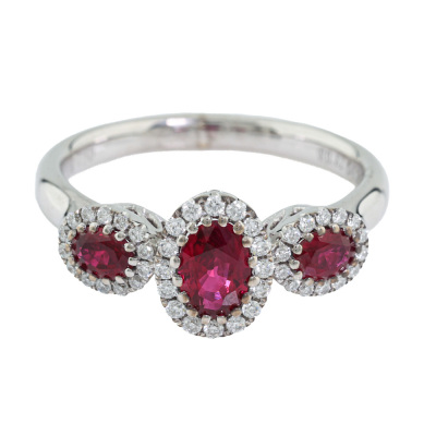 0.82ct Ruby & Diamond Ring 18ct White Gold