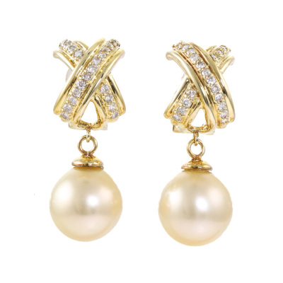 11.5-11.7mm Pearl & Diamond Earrings