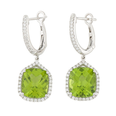 6.32ct Peridot and Diamond Earrings