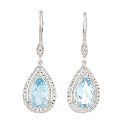 2.54ct Aquamarine & Diamond Earrings