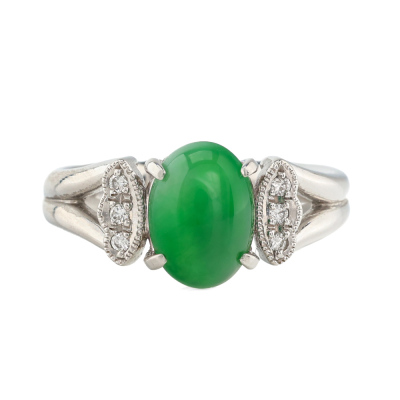 3.03ct Jadeite Jade Type a & Diamond Ring