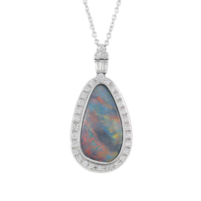 5.62ct Black Opal & 0.58ct Diamond Pendant