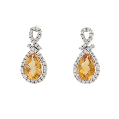 2.53ct Citrine and Diamond Earrings