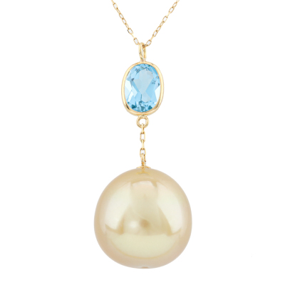 12.9mm South Sea Pearl & Topaz Pendant