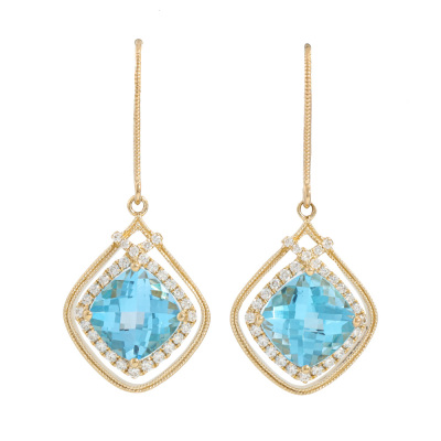 3.27ct Topaz and Diamond Earrings