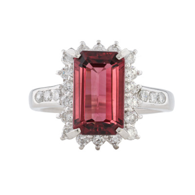 4.31ct Pink Tourmaline & Diamond Ring