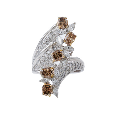 1.80ct Champagne & 1.30ct White Diamond Ring