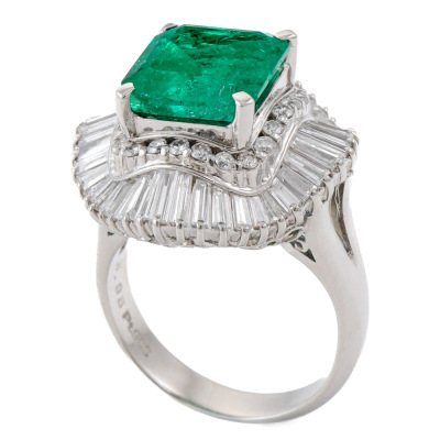 3.95ct Emerald & 1.49ct Diamond Ring