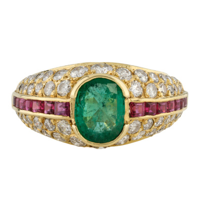 Emerald, Ruby & Diamond Ring