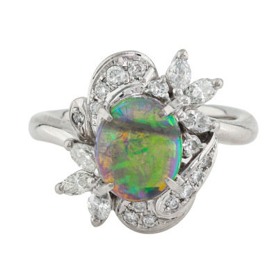 2.25ct Crystal Opal & Diamond Ring