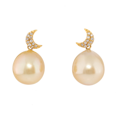 10.9mm Golen South Sea Pearl & Diamond Earrings