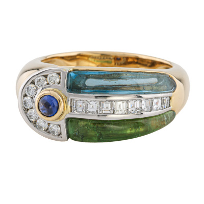 Multicolour Gemstone & Diamond Ring