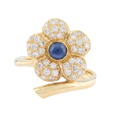 0.51ct Sapphire & Diamond Flower Ring