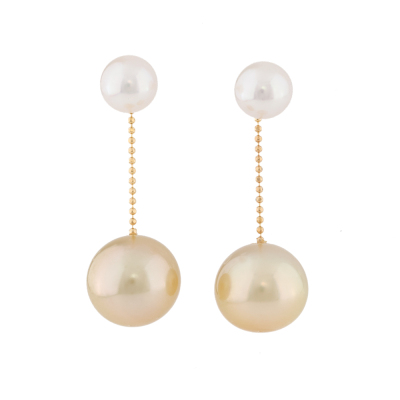 Akoya Pearl & Golden South Sea Peal Drop Earrings