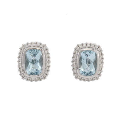 1.56ct Aquamarine & Diamond Earrings