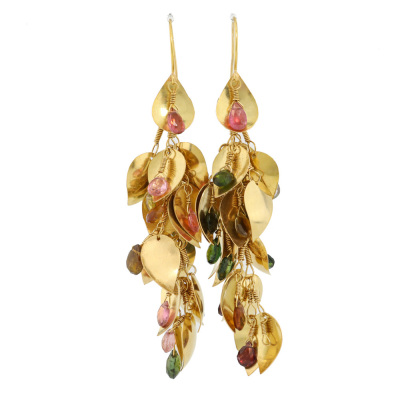 Multicolour Tourmaline Gold Earrings 18ct 19.5g