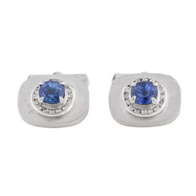 3.15ct Sapphire & Diamond Cufflinks