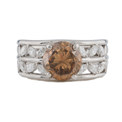 3.05ct Cognac Diamond Platinum Ring