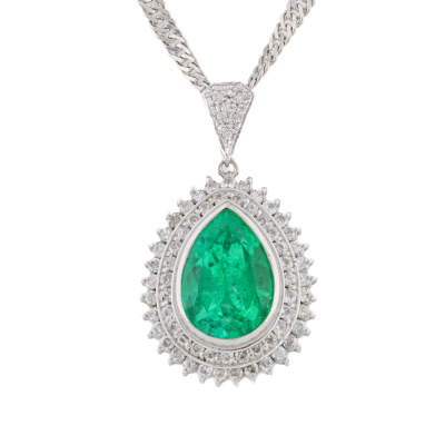 6.56ct Columbian Emerald & Diamond Pendant