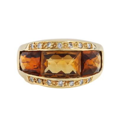 Citrine & 0.07ct Diamond Ring