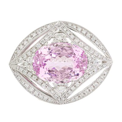 24.81ct Kunzite & Diamond Brooch