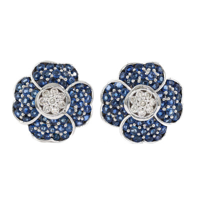 10.23ct Sapphire & Diamond Earrings, 18ct 33.9g