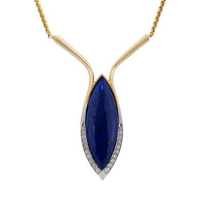 Lapis lazuli & Diamond Necklace, 18ct 24.1g