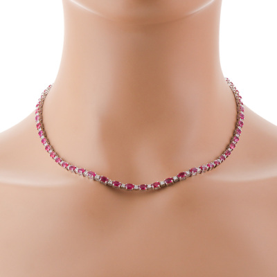 16.00ct Ruby & 1.60ct Diamond Necklace 18ct 23.8g