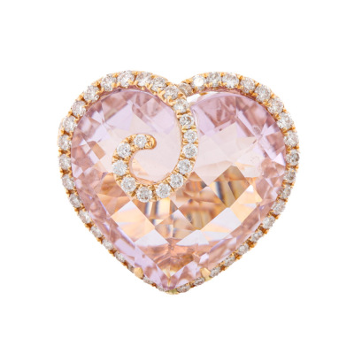 12.85ct Kunzite & Diamond Ring
