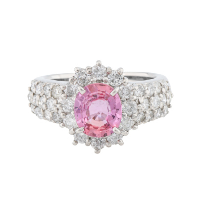 1.40ct Padparadscha & Diamond Ring
