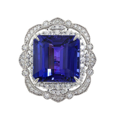 20.28ct Tanzanite & Diamond Ring