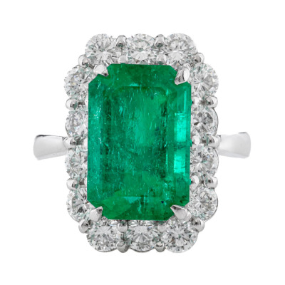 3.68ct Colombian Emerald & Diamond Ring