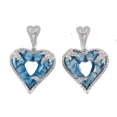 Topaz & Diamond Heart Earrings
