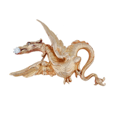 18ct Gold Diamond Dragon Brooch 29.3g