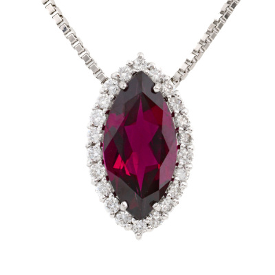 3.84ct Rhodolite Garnet & Diamond Pendant