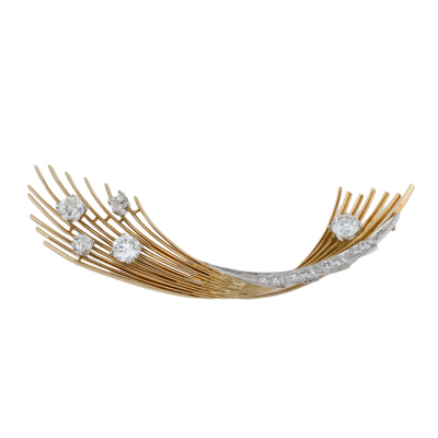 1.35ct Diamond Brooch 18ct Gold 7.8g