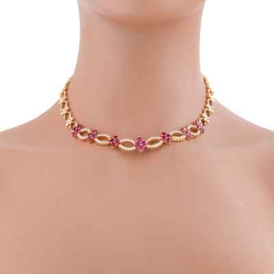 8.77ct Ruby & 2.57ct Diamond Gold Necklace