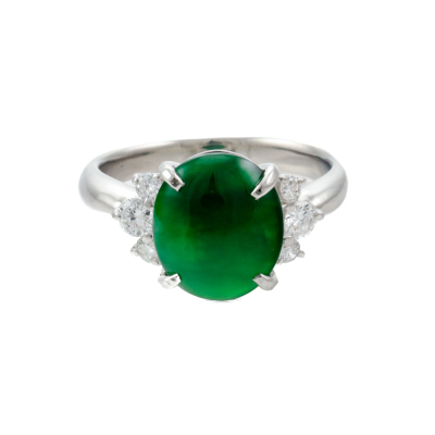 3.56ct Jade & Diamond Ring