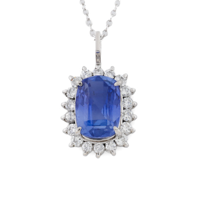 3.31ct Sapphire and Diamond Pendant