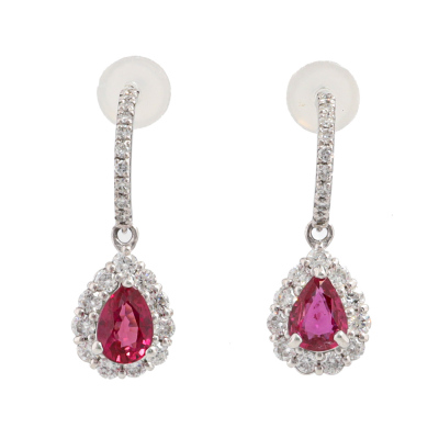 1.05ct Ruby & Diamond Drop Earrings