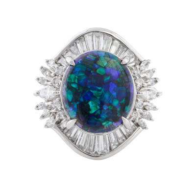 2.85ct Black Opal & Diamond Ring