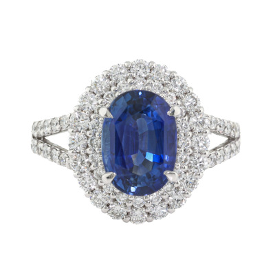 2.58ct Sri Lankan Sapphire & Diamond Ring AIGS