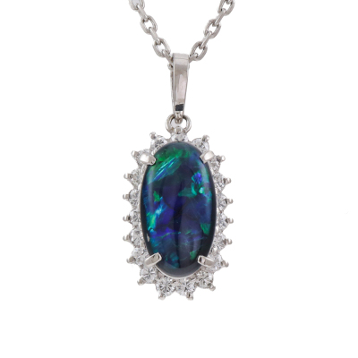 1.86ct Black Opal & Diamond Pendant