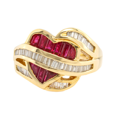 1.50ct Ruby & Diamond Heart Ring