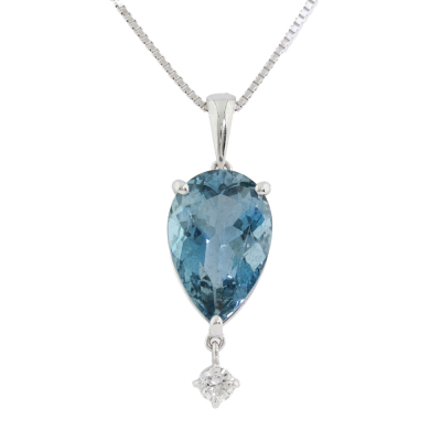 3.31ct Aquamarine & Diamond Pendant