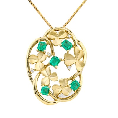 1.29ct Emerald & Diamond Gold Pendant